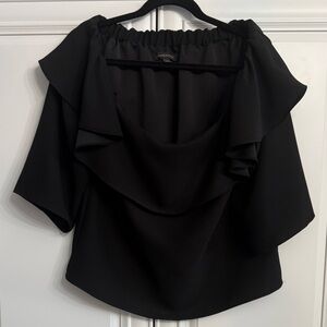 Banana Republic Women’s Size M Black Off the Shoulder Blouse Flounce NeckLine
